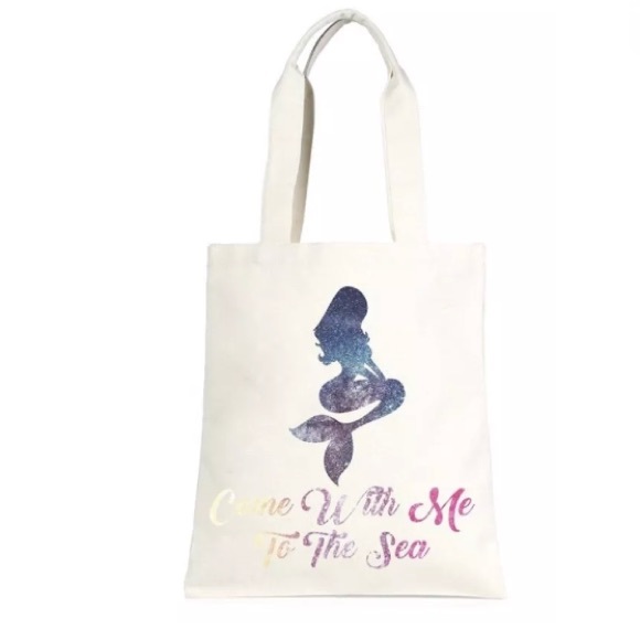 ❤️ Come With Me to the Sea Mermaid Glittery Tote - Picture 4 of 7